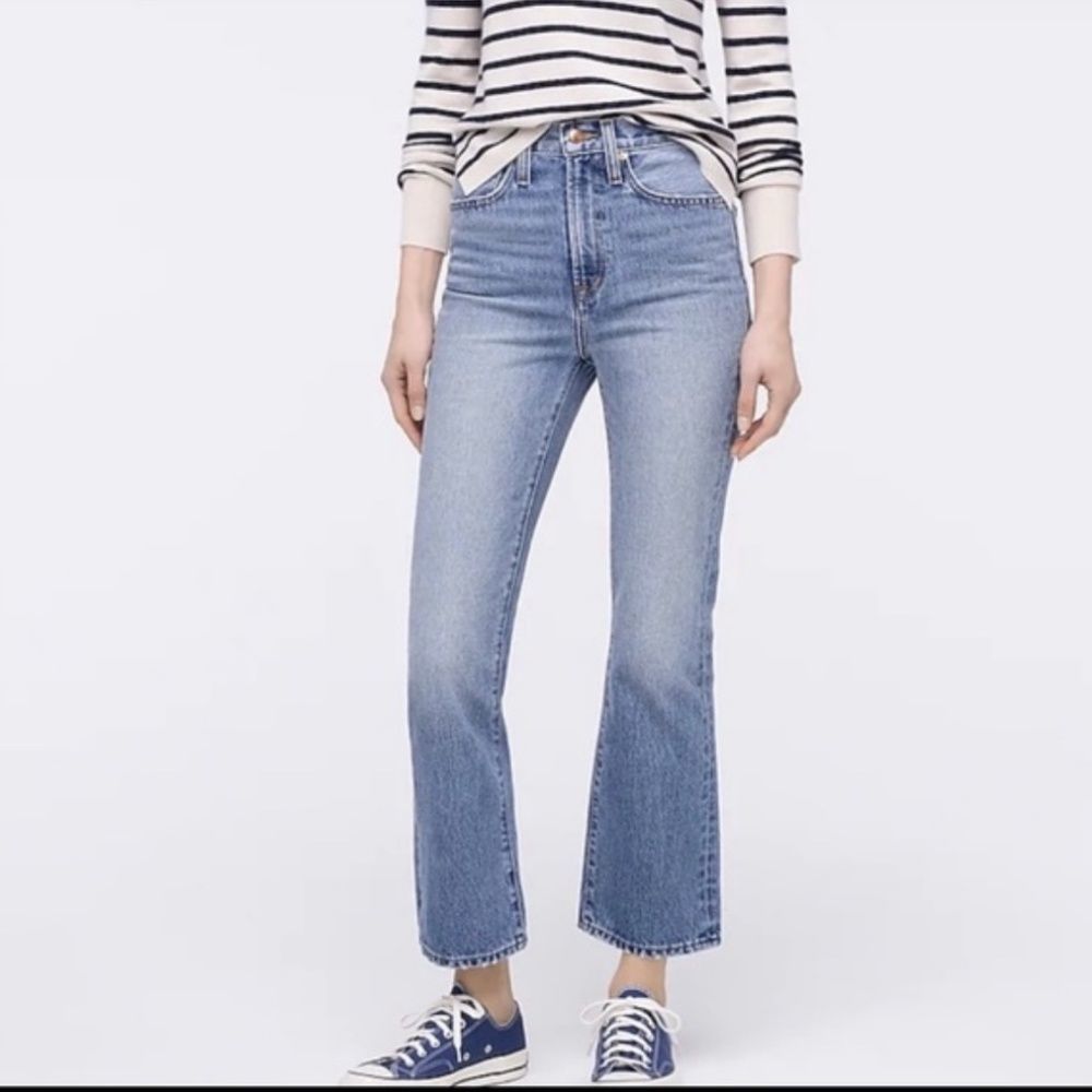J. CREW POINT SUR DENIM 11" Kick Set Crop High Rise Straight Leg Jeans Size 28